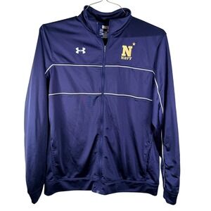 Under Armour Navy Midshipmen USNA Full Zip Track Jacket Mens Medium Blue Piping